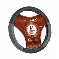 Оплетка на руль AUTOPROFI AP-1030 (черн-сер) кожа M