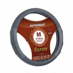 Оплетка на руль AUTOPROFI AP-1040 (серый) кожа M