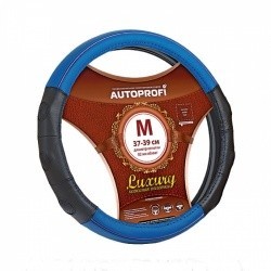 Оплетка на руль AUTOPROFI AP-1060 (черн-син) кожа M