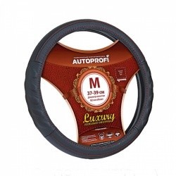 Оплетка на руль AUTOPROFI AP-1070 (черный с прострочкой) кожа M