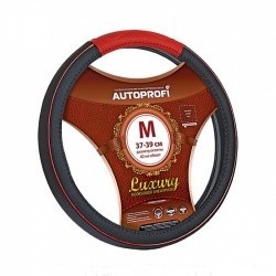 Оплетка на руль AUTOPROFI AP-1080 (черн/красн) кожа M