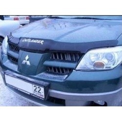 Дефлектор капота MITSUBISHI OUTLANDER 00-07 темный (Logo)