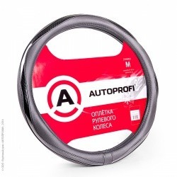 Оплетка на руль AUTOPROFI AP-1413 BK/BK (черн/черн) кожа M