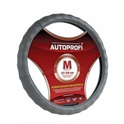 Оплетка на руль AUTOPROFI AP-265 (темн.серый) кожа M