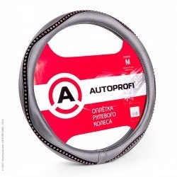 Оплетка на руль AUTOPROFI AP-1414 BK/RD (черн/красн) кожа M