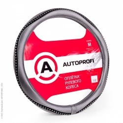 Оплетка на руль AUTOPROFI AP-1414 BK/BK (черн/черн) кожа M