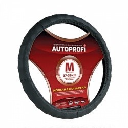 Оплетка на руль AUTOPROFI AP-265 BK (черный) кожа M