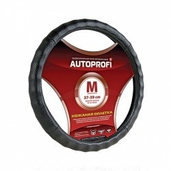 Оплетка на руль AUTOPROFI AP-396 BK (черный) кожа M