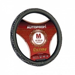 Оплетка на руль AUTOPROFI AP-810 (т.сер/сер,беж) кожа M