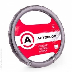 Оплетка на руль AUTOPROFI AP-1408 BK/BK (черн/черн) кожа M