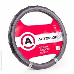 Оплетка на руль AUTOPROFI AP-1410 BK/BK (черн/черн) кожа M