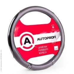 Оплетка на руль AUTOPROFI AP-1412 BK/BK (черн/черн) кожа M