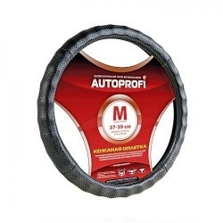 Оплетка руля AUTOPROFI (XL) AP-396  BK кожа черный