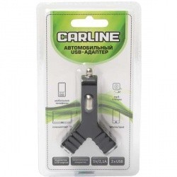 Адаптер CARLINE 2xUSB (1A и 2.1ф) в прикуриватель 12/24В Y-tyречер