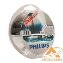 PHILIPS лампочка H1 (55) P14.5s+130% X-TREME VISION (2шт) 12V