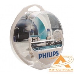 PHILIPS лампочка H1 (55) P14.5s+100% X-TREME VISION (2шт) 12V