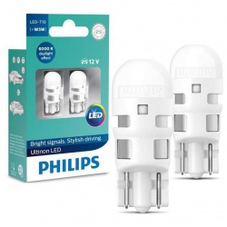 PHILIPS Лампа светодиодная 12V WB T10 LED 0,62W 6000K LED Vision 2 шт. блистер